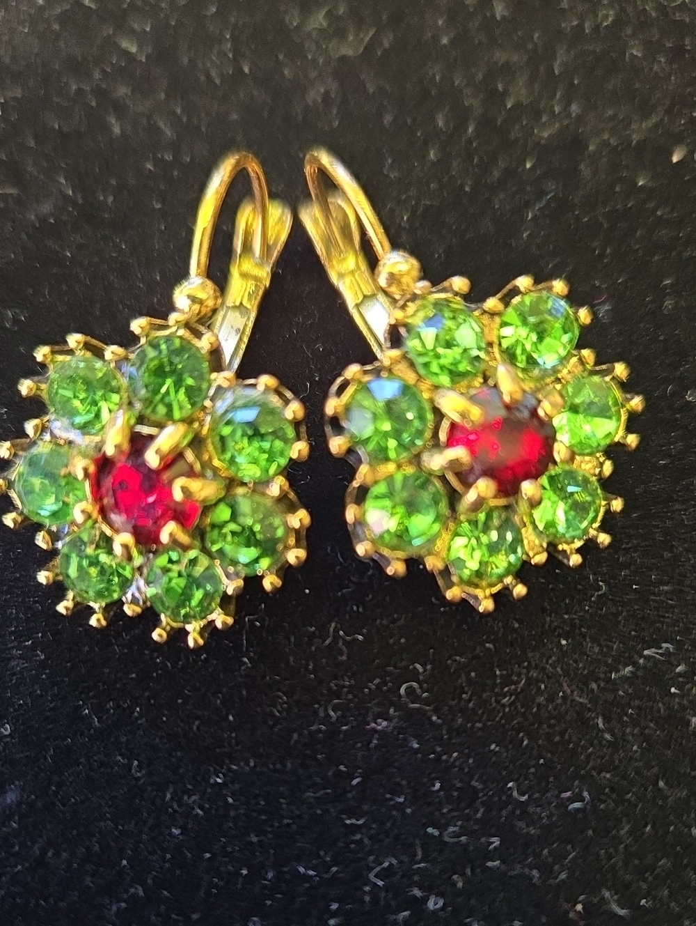 Green And Red Crystal Earrings